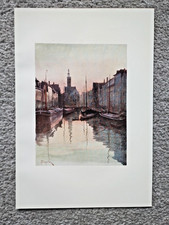 Quai du Miroir, Bruges , Belgium - Antique Print - 1908