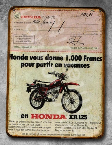Plaque metal vintage honda - plaque, 125