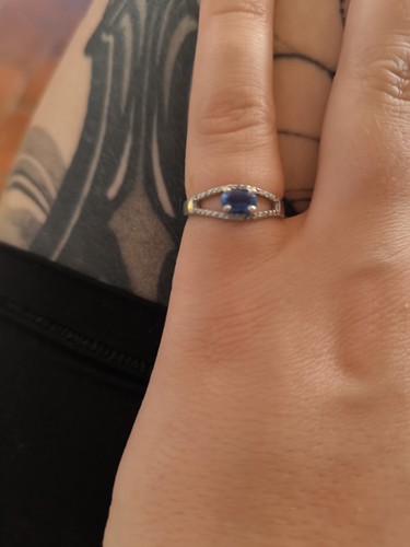 Bague blanc et saphir - blanc,