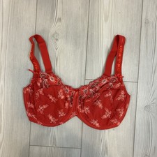 NEW Prima Donna Womens Sheer Lace Detail Adjustable Full Coverage Bra Red 38H