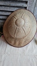 ANCIEN CHAPEAU DE PAILLE STYLE COLONIAL