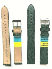  BRACELET MONTRE CUIR REQUIN VERITABLE VERT 16 MM BOUCLE CHROMEE 