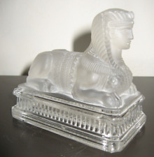 Sphynx Frosted Glass Paper Press by Saint Louis Early 20th Century Neo Egyptian