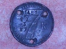 ANCIENNE MEDAILLE JETON FISCAL 1880 TAXE MACHINE A VAPEUR TRAIN LOCOMOTIVE