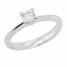 Bague Solitaire Diamant 4VA CT 0,30 Et VS1 VG Ex VG or Blanc 18 KT GIA 636574