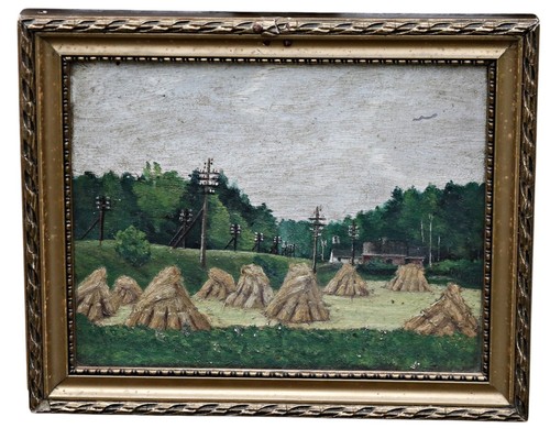 Huile sur carton paysage - huile,