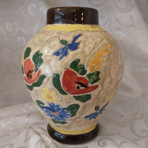 Vase boule ceramique signé - vase, en