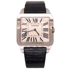 Montre Homme Cartier Santos Dumont 35Mm 18K Or Blanc Cadran Romain Cuir W2007051