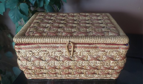 Boite couture vintage paille - boite, a