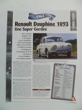 CARTE FICHE AUTO RENAULT DAUPHINE 1093 1962 (353-354)