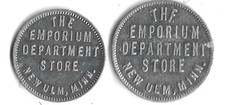 2 Emporium Department Store New Ulm, Minnesota Trade Tokens 25-50