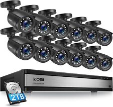 ZOSI 1080P H.265+ Kit Vidéo Surveillance 16CH DVR 12pcs Caméra de Surveillance