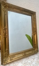 Antique gilded mirror Louis XVI style wood and stucco 50.5x39cm floral decor