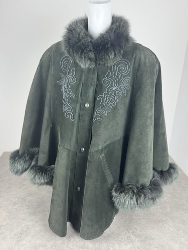 Cape manteau veste cuir daim - cape,