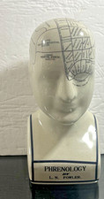 Phrenology Bust L.N. Fowler Scientific Psychology 10" Ceramic Head Statue Doctor