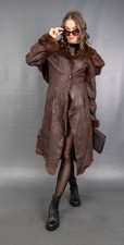 16091 GLAMOROUS REAL LAPIN LEATHER COAT LUXURY FUR VERY LONG BEAUTIFUL SIZE S