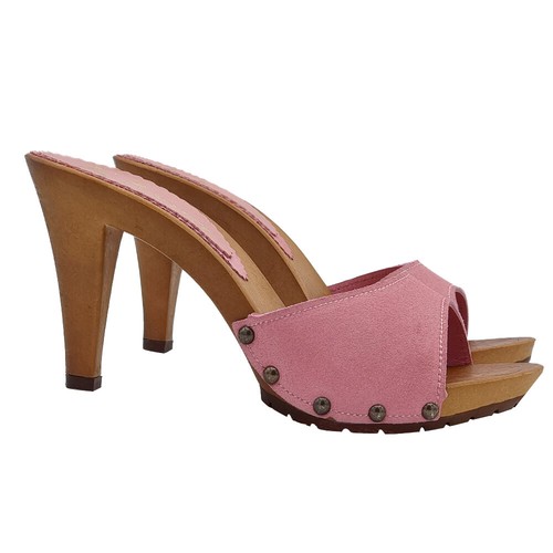 Mules daim rose avec talon - mules,