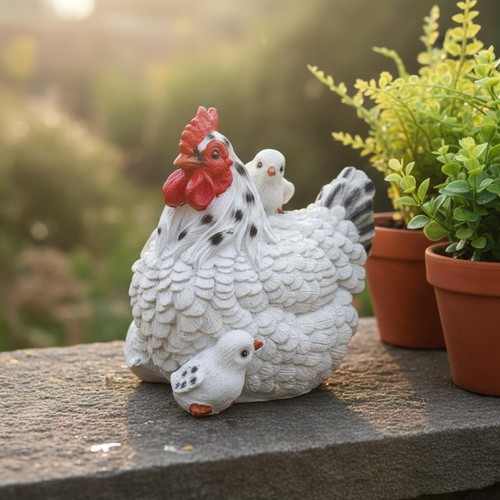 Statue poule poussins - statue,