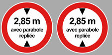 2 x PARABOLA LIMIT HEIGHT 2.85m CAMPING CAR VAN CARAVAN 5cm STICKER PE228