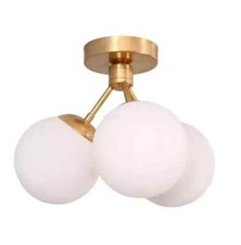 3 Globe Lustre En Laiton De