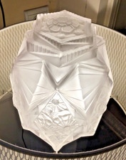 Globe de luminaire ART DECO en verre pressé moulé - H : 25 cm - Décor floral