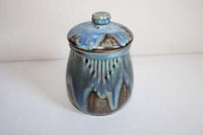 Ancien sucrier ou pot couvert en grès Denbac, Art Déco, hauteur 12.5 cm