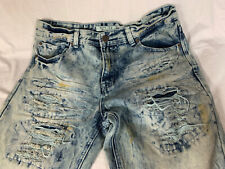 Heavily Distressed  Denim Jeans Men 32/34 Torn Whiskered Rusted Look Street Wear