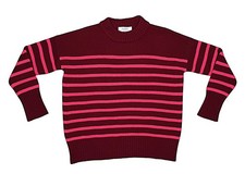 La Ligne Women's Cranberry Pink Striped Sweater Small Wool Cashmere Blend Luxe