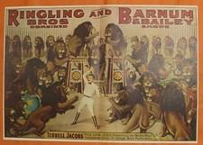 RINGLING BROS BARNUM & BAILEY CIRCUS THE LION KING 1960ca UNUSUAL VINTAGE POSTER