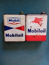Anciens Bidons  Huile MOBIL Et MOBILOIL  (Cheval Pégase)