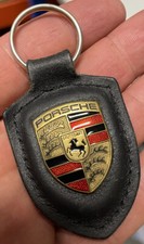 Porsche Authentic Key Chain Car Leather & Bronze Enamelled Good Condition