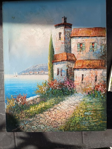 Tableau ancien huile sur toile - tableau,