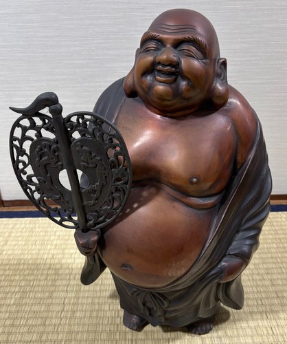Japanese bronze statue hotei - bronze,