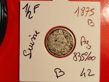 Suisse 1/2 Franc 1875 B