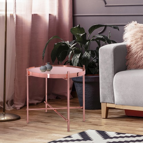Table basse salon cuivre ronde