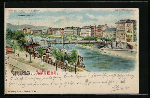 Lithographie vienne pont - lithographie,