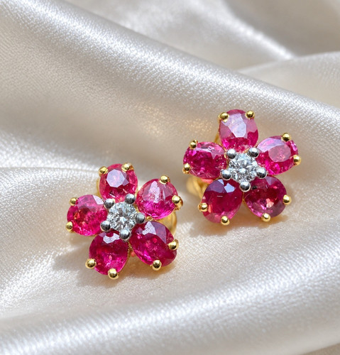 925 solid silver ruby - silver, diamond