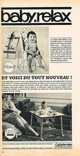PUBLICITE ADVERTISING   1965    BABY RELAX   siège bébé