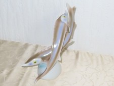 Figurine En Céramique "Deux Esturgeons" Avec Fabricant Hollohala Hongrie !