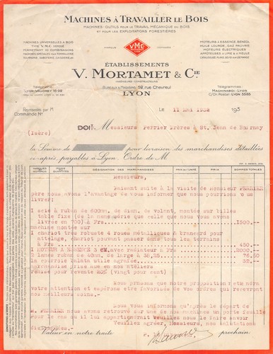 Facture 1932 machines a - facture,