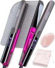 Professional Titanium Flat Iron Hair Straightener and Curler 2 in 1,Dual Voltage