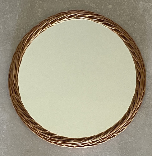 Petit miroir rotin vintage - miroir,
