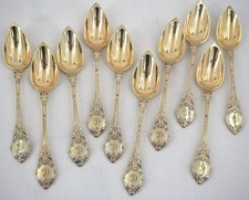 10 cuillères à thé, café en argent massif vermeil, Vieillard, XIXe, 1818-1838.