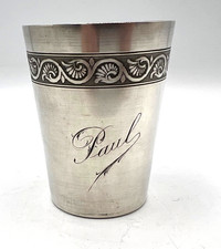 TRES BELLE TIMBALE EN ARGENT MASSIF POINCON MINERVE PRENOM PAUL