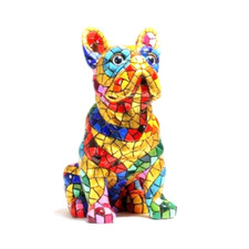 Figurine du chien Bulldog en résine Multicolore