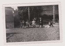 Antique Photo ?️ Characters Sitting Garden Gravel Benches France 1950s