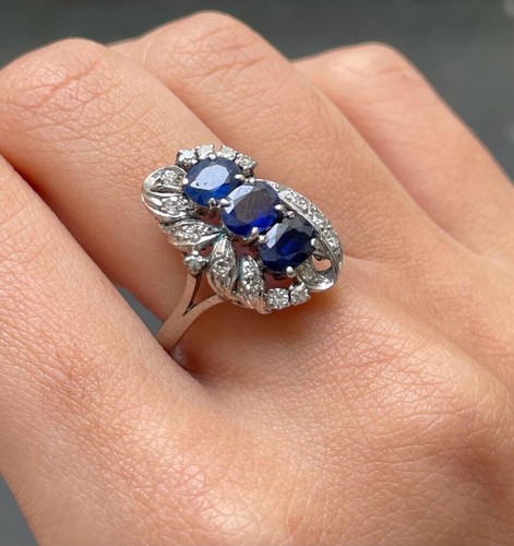 Bague gris saphir - or, 9
