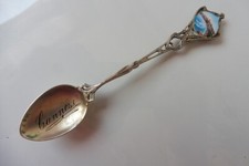 Beautiful antique decorative spoon in silver 800, partially enamelled, Cannes