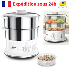 Cuiseur Vapeur Bols en Acier Inoxydable Empilables, Minuterie, Arrêt Automatique