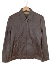Veste en cuir Dames Veste T EU 32 brun style décontracté